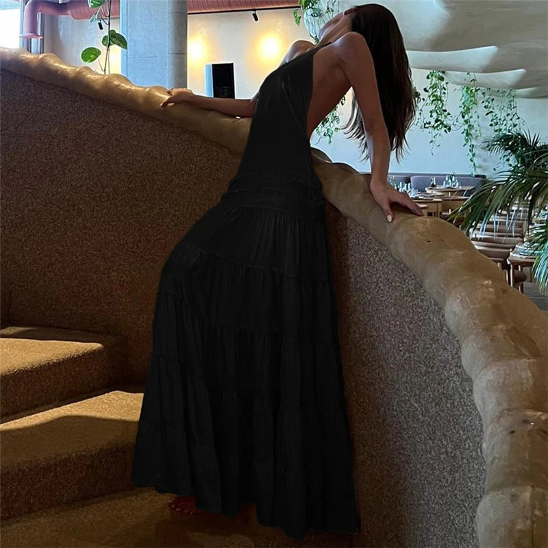 Sexy Sleeveless Spaghetti Strap Backless Evening Dress