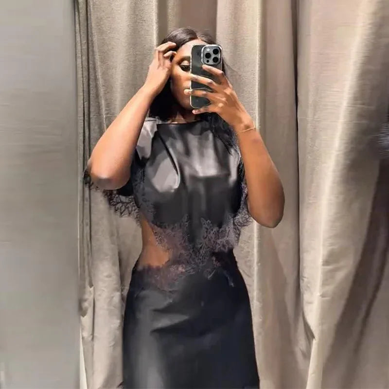 Sexy lace patchwork dress