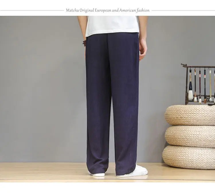 Linen Pants with Straight Cut, Elastic Waist