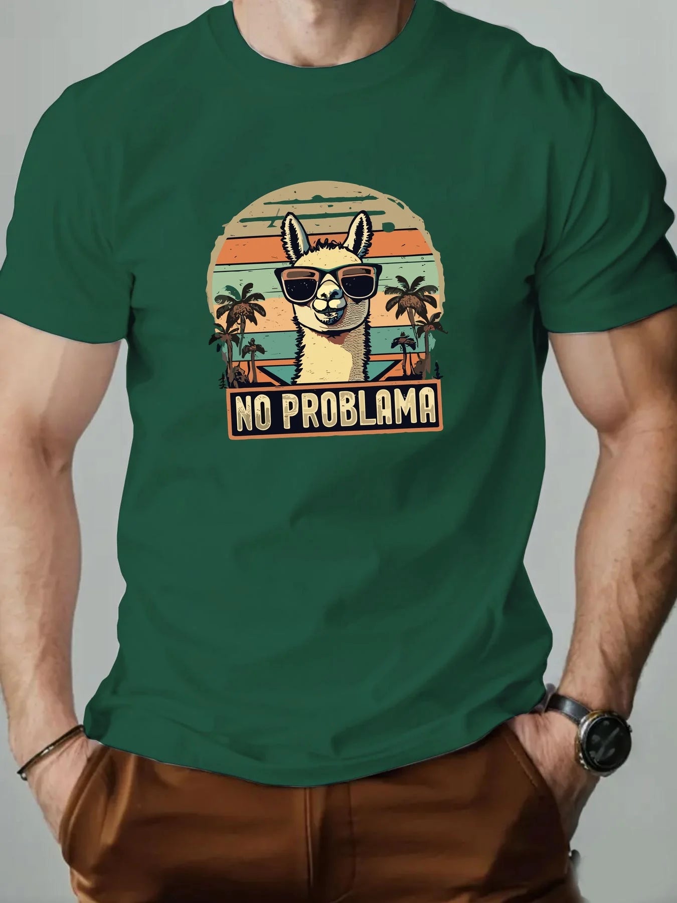 100% Cotton T-shirt with Alpaca print