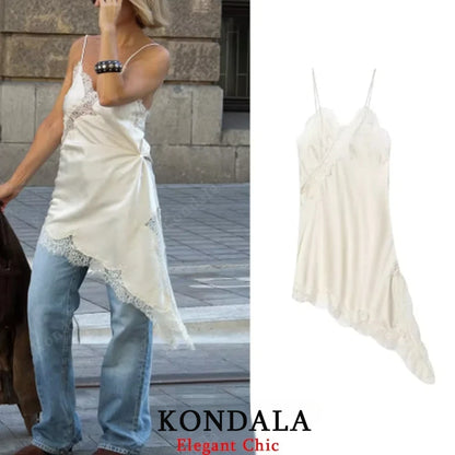 Women's tops lace trim ruffle asymmetrical hem