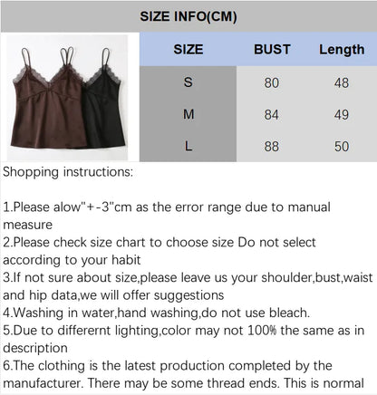 Sexy Satin Cami Top with Lace Trim