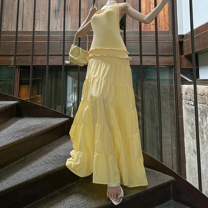 Sexy Sleeveless Spaghetti Strap Backless Evening Dress