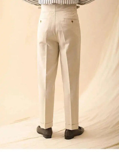 Pantalón de negocios con hebilla de París, drapeado