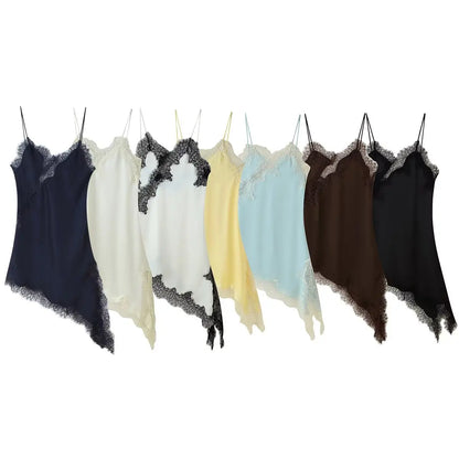 Lace panel slip dress