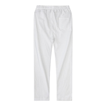 Solid color linen and cotton trousers