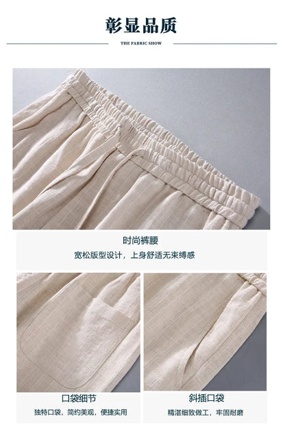 Breathable Linen and Cotton Casual Style Pants