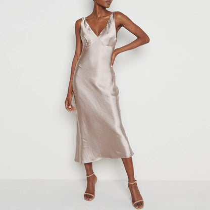 Vestido satinado largo