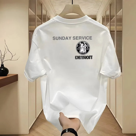 Camiseta Estampada de Estilo Americano 100% Algodón Puro