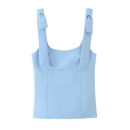 Tops Mujer verano Sexy sin mangas arco cuello cuadrado