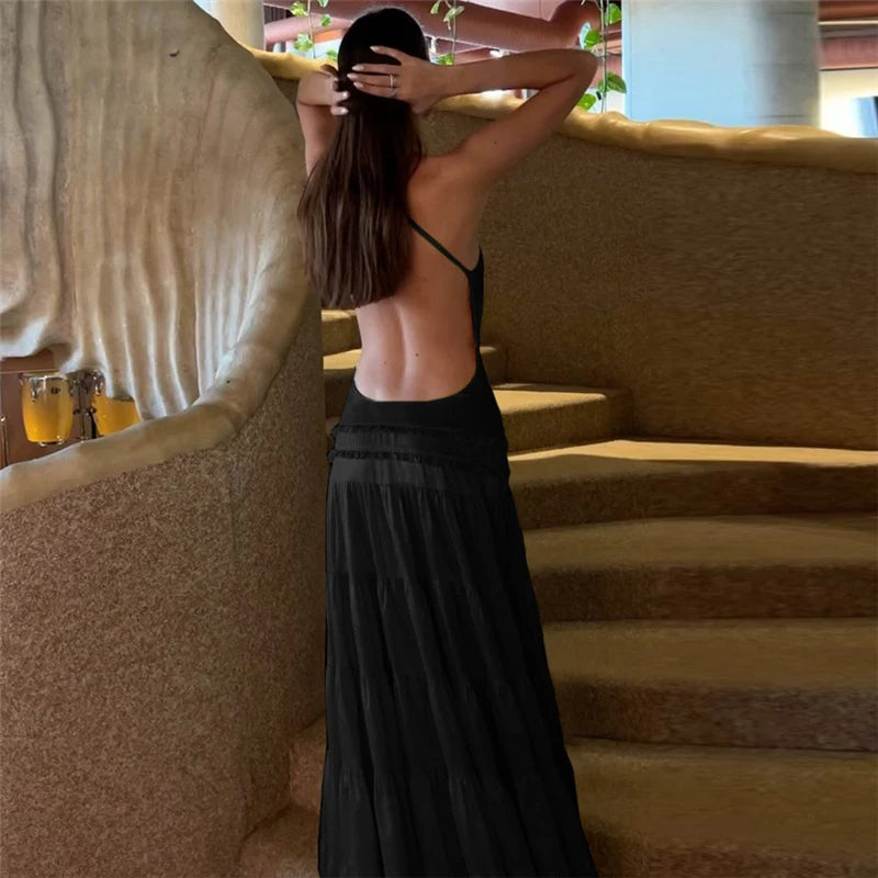 Sexy Sleeveless Spaghetti Strap Backless Evening Dress