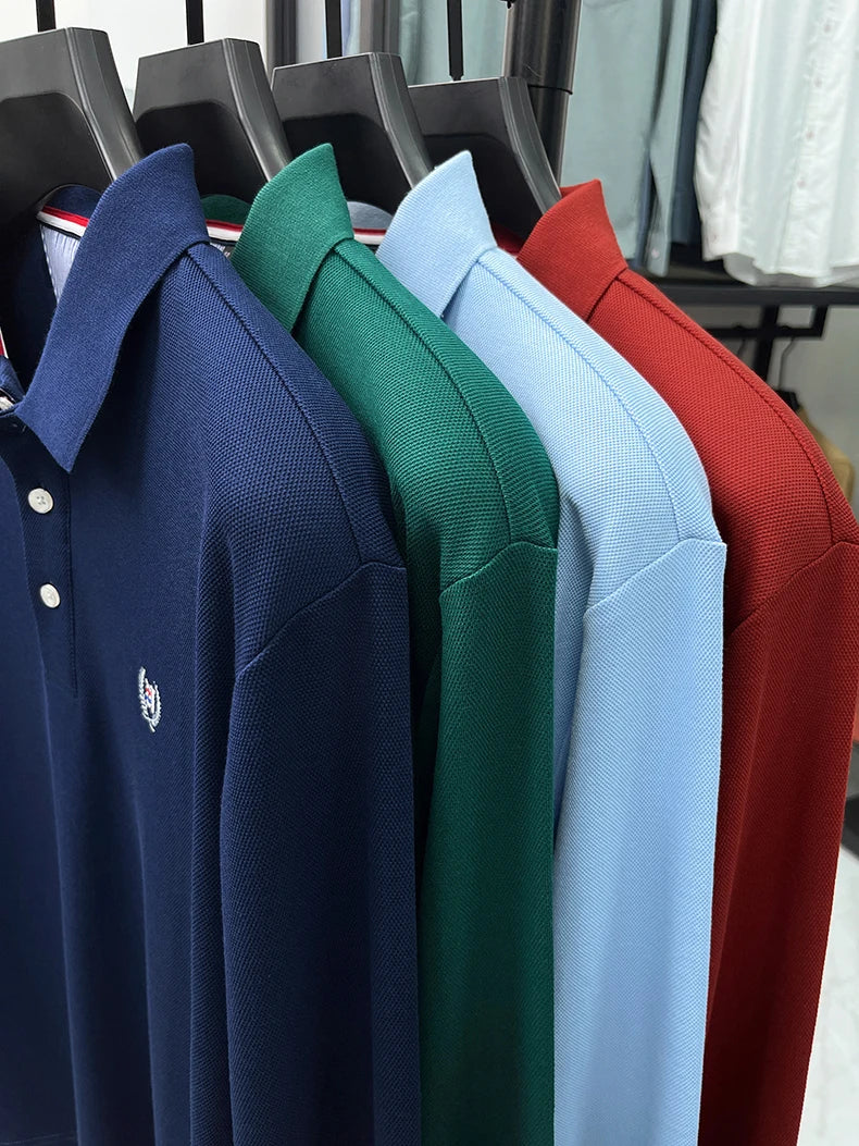 Polo de manga larga de algodón de seda