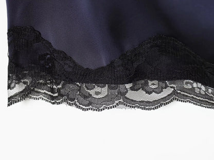 satin lace patchwork slit sexy dresses