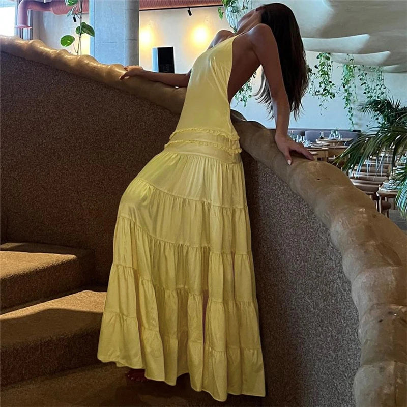 Sexy Sleeveless Spaghetti Strap Backless Evening Dress