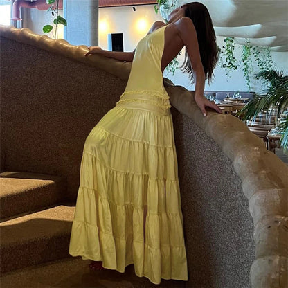 Sexy Sleeveless Spaghetti Strap Backless Evening Dress