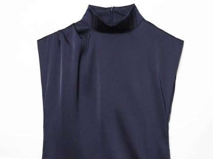vestido de satén, espalda cremallera dobladillo