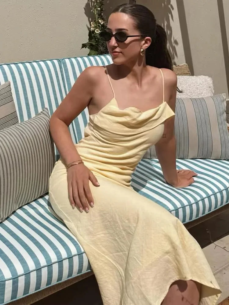 Asymmetrical backless strappy bodycon dress