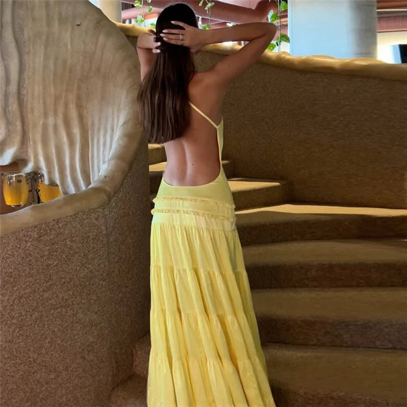 Sexy Sleeveless Spaghetti Strap Backless Evening Dress