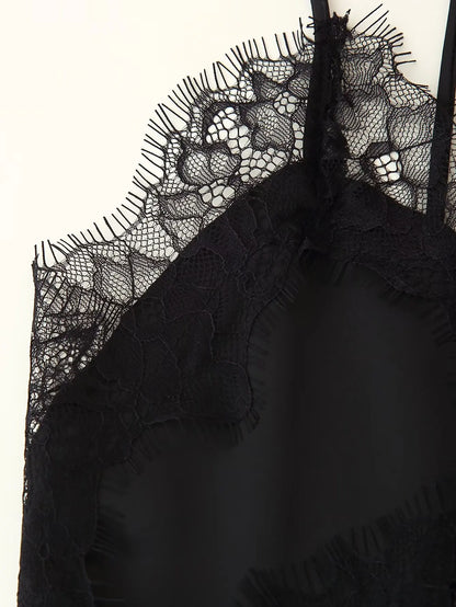 Lace panel slip dress