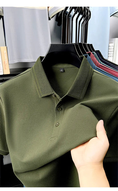 Polo de 76% algodón para hombre: tela texturizada transpirable