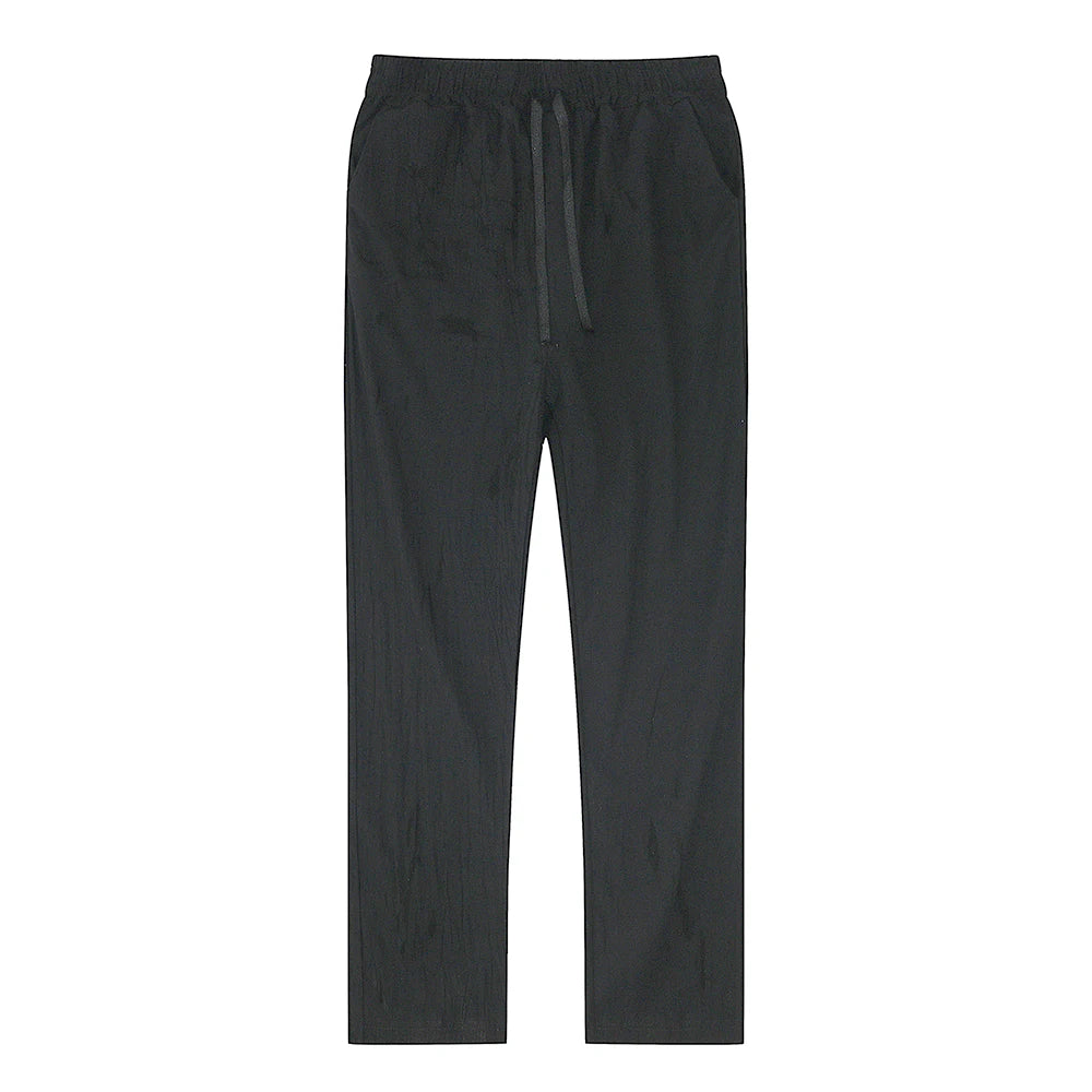 Solid color linen and cotton trousers