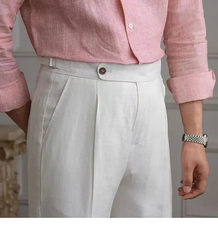 Pantalones italianos de Nápoles 100% de lino