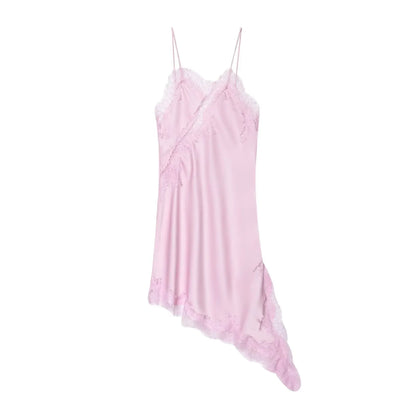 Women's tops lace trim ruffle asymmetrical hem