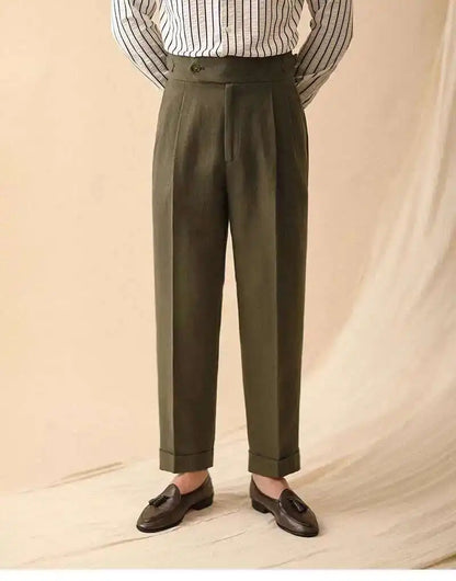 Pantalón de negocios con hebilla de París, drapeado