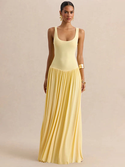 Sexy U-Neck Backless Shawl Long Dress