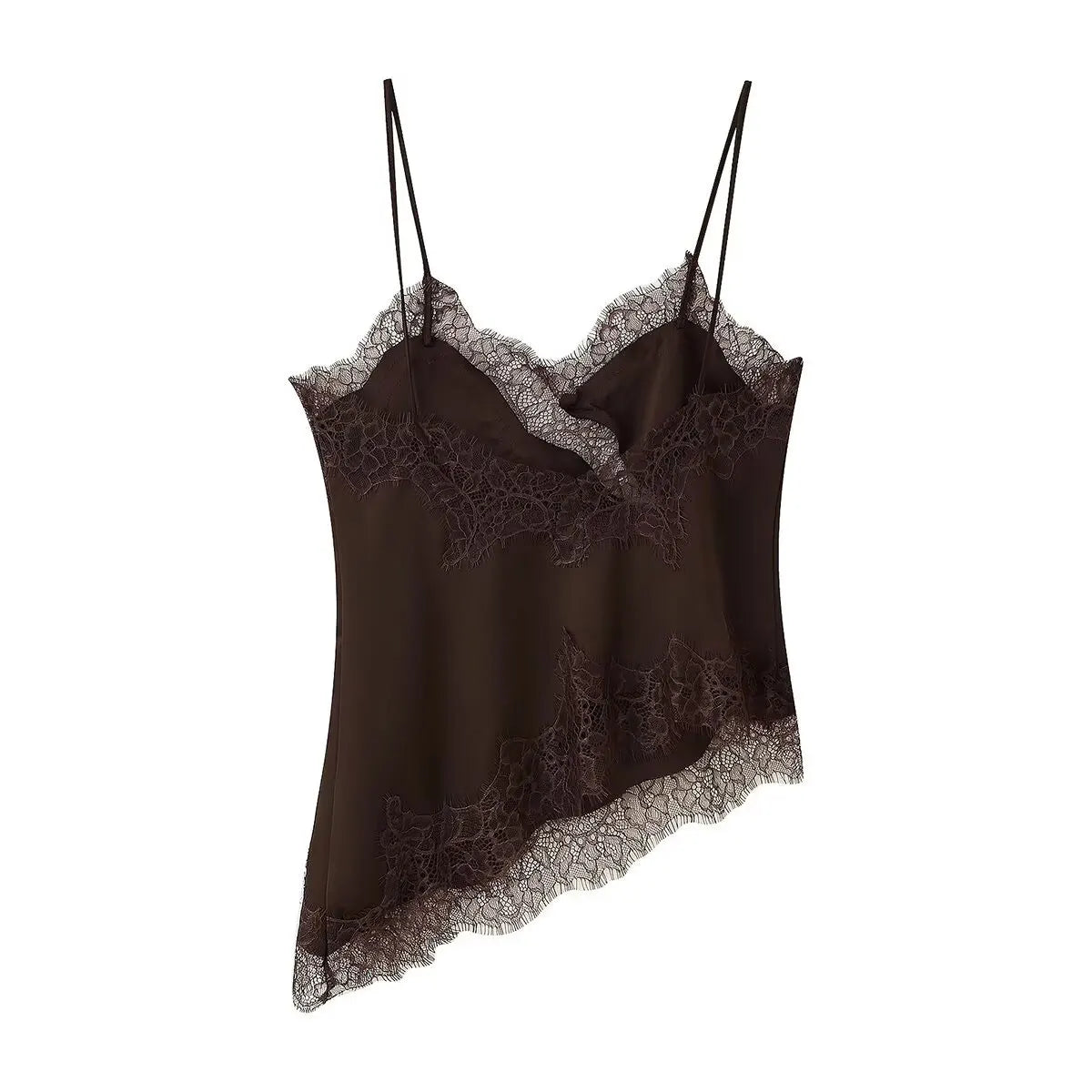 Lace-paneled camisole tops