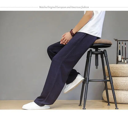 Linen Pants with Straight Cut, Elastic Waist