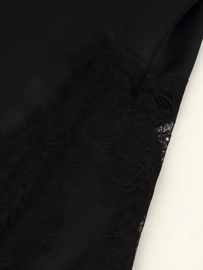 Lace panel slip dress