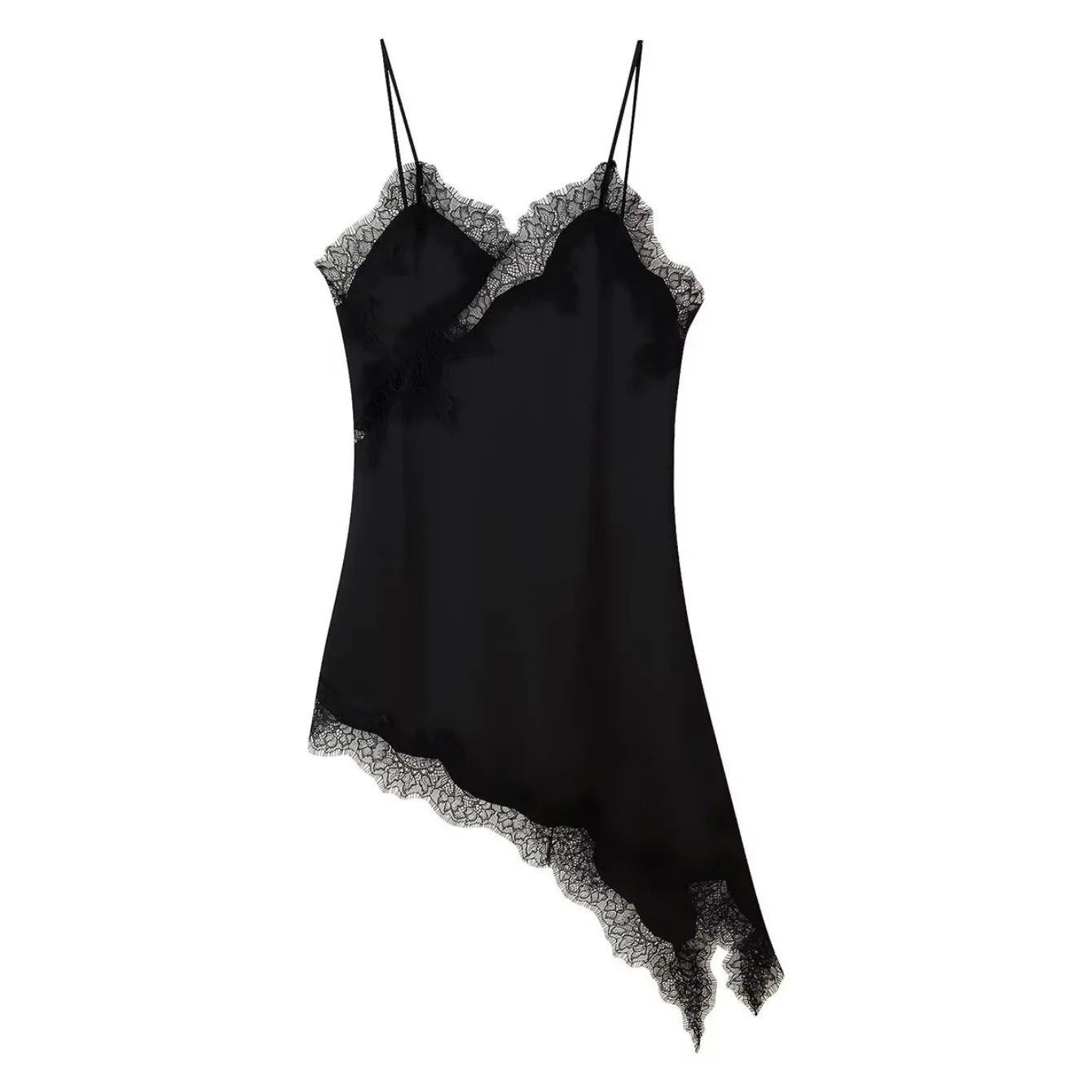 Lace panel slip dress