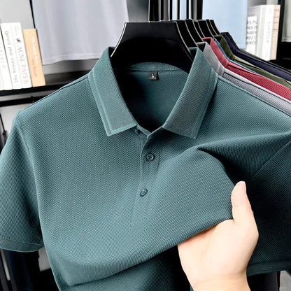 Polo de 76% algodón para hombre: tela texturizada transpirable