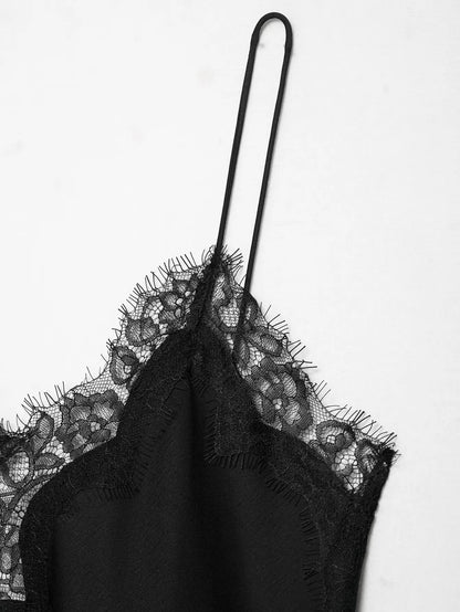Lace-paneled camisole tops