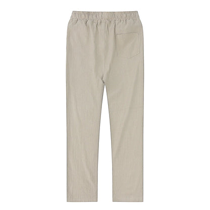 Solid color linen and cotton trousers