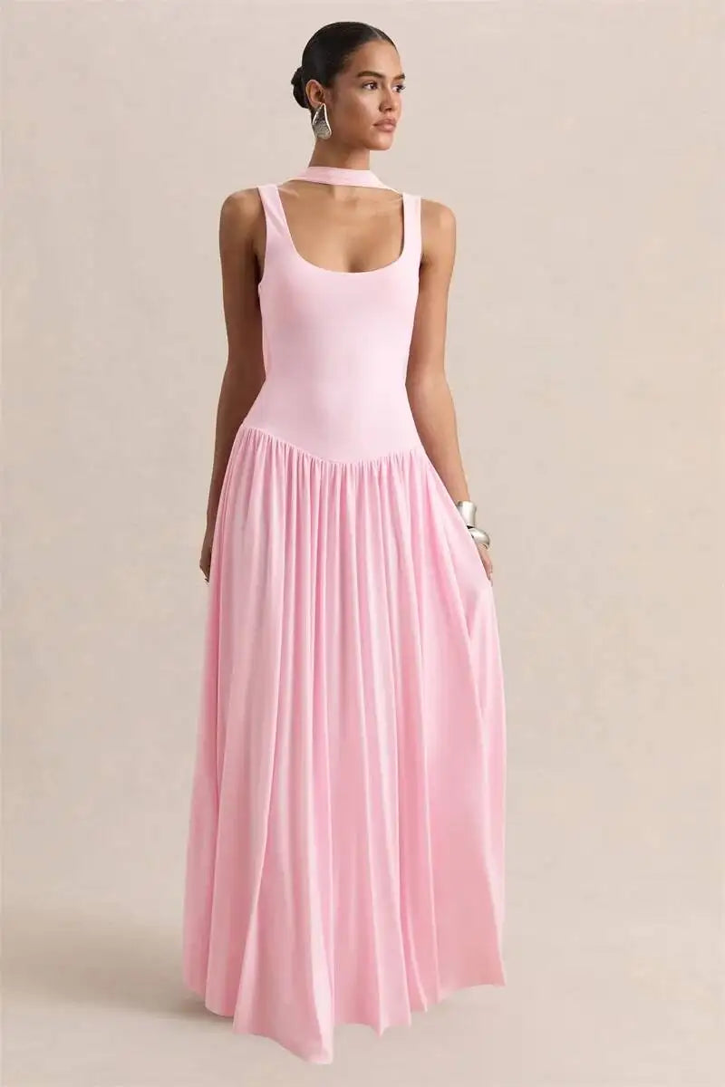 Sexy U-Neck Backless Shawl Long Dress