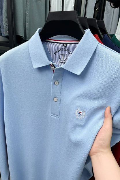 Polo de manga larga de algodón de seda