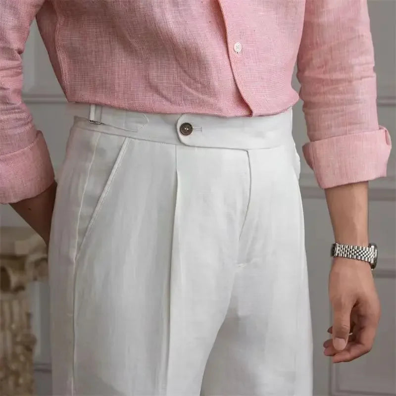 Pantalones italianos de Nápoles 100% de lino