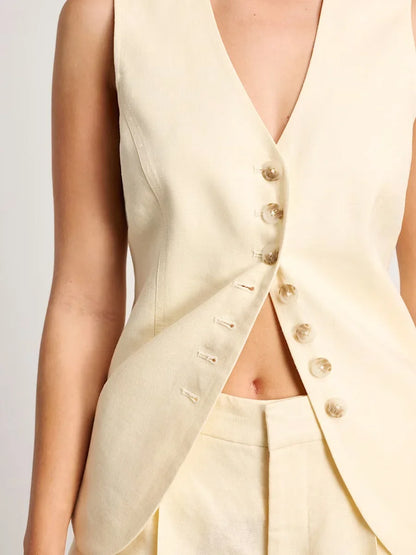Smart casual linen shorts and waistcoat set