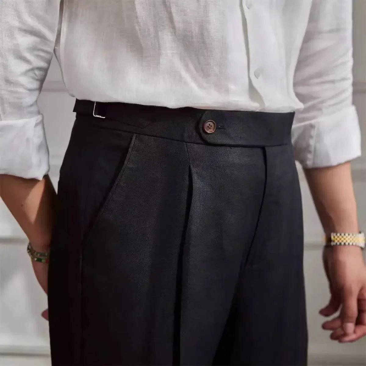 Pantalones italianos de Nápoles 100% de lino