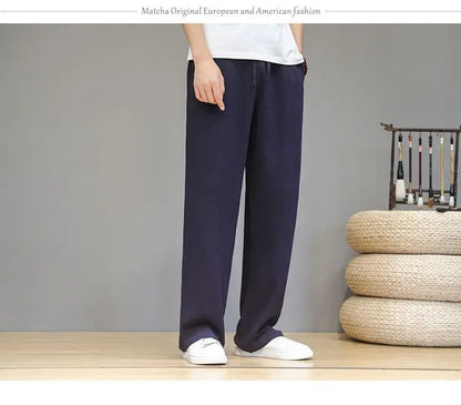 Linen Pants with Straight Cut, Elastic Waist