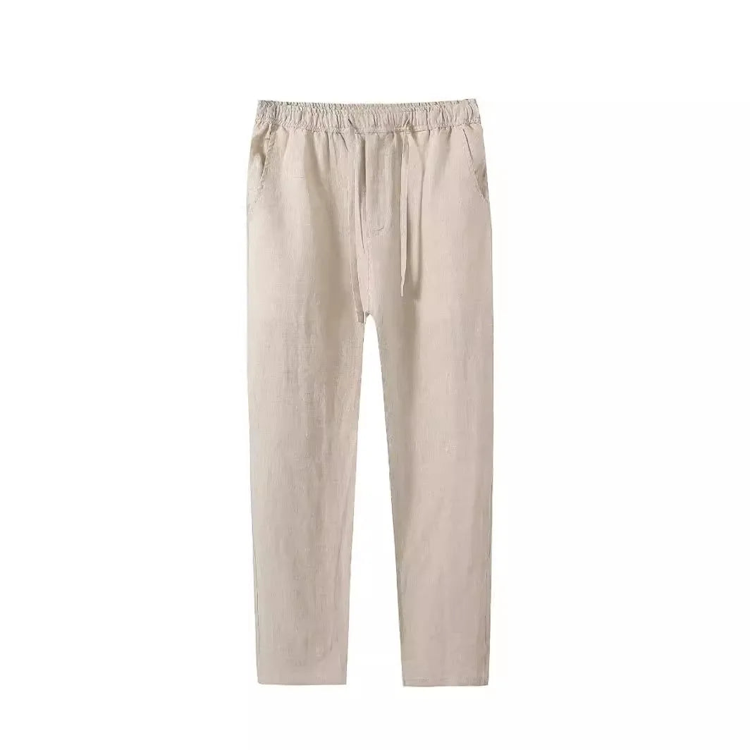 Ankle-length casual linen pants