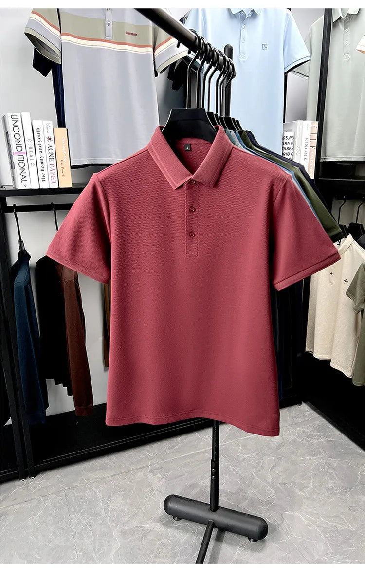 Polo de 76% algodón para hombre: tela texturizada transpirable