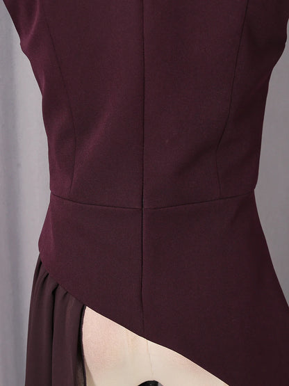 elegant high-waisted sleeveless round neck blouse