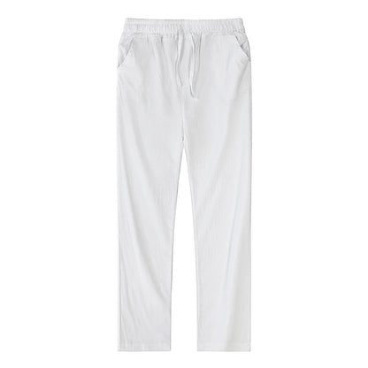 Solid color linen and cotton trousers