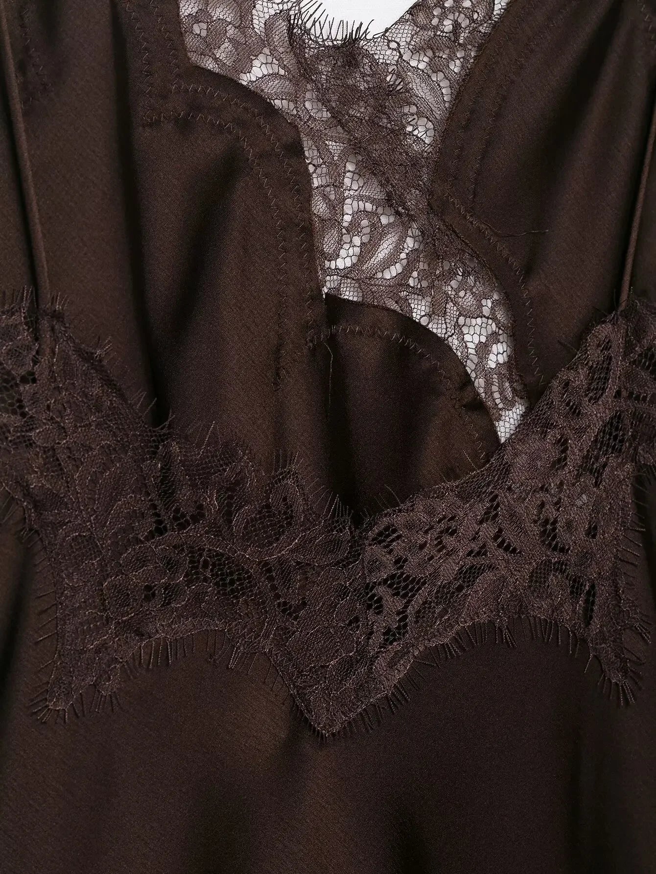 spliced satin lace sheer dress