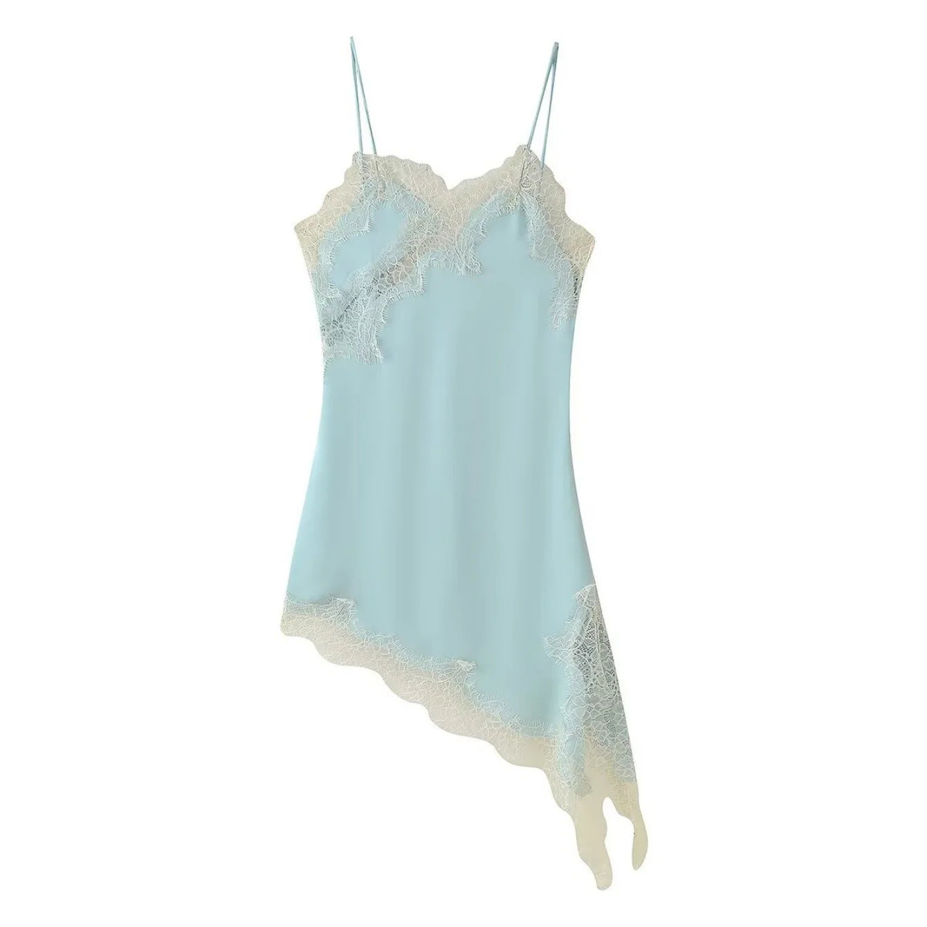 Lace panel slip dress