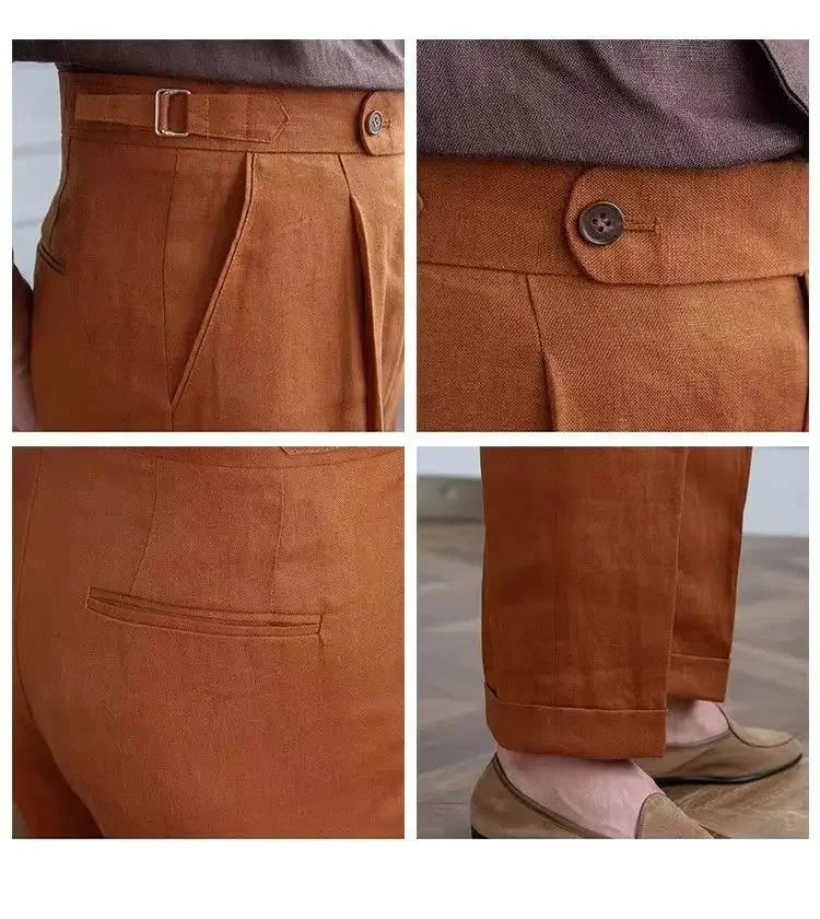 Pantalones italianos de Nápoles 100% de lino