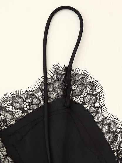 Lace panel slip dress